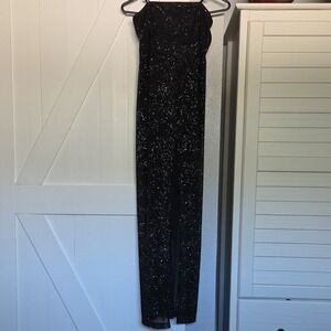 Next Up Black Silver Glitter Mesh Swirl Sleeveless Dress w/ short under dress-M